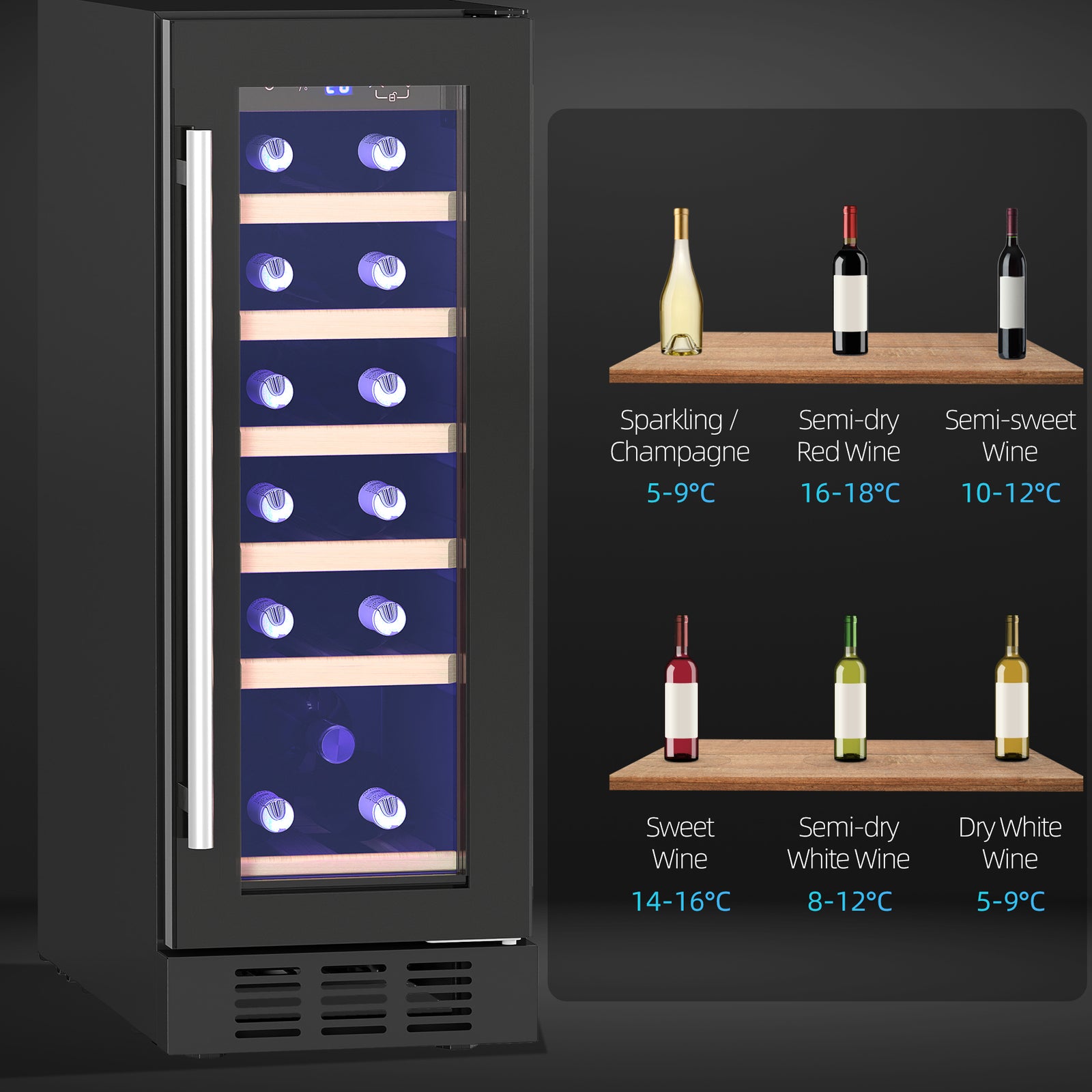 Freestanding / Built-in Wine Cooler Fridge, 19 Bottle