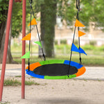 Saucer Tree Swing Metal Tube Adjustable Rope Garden Blue Green Orange