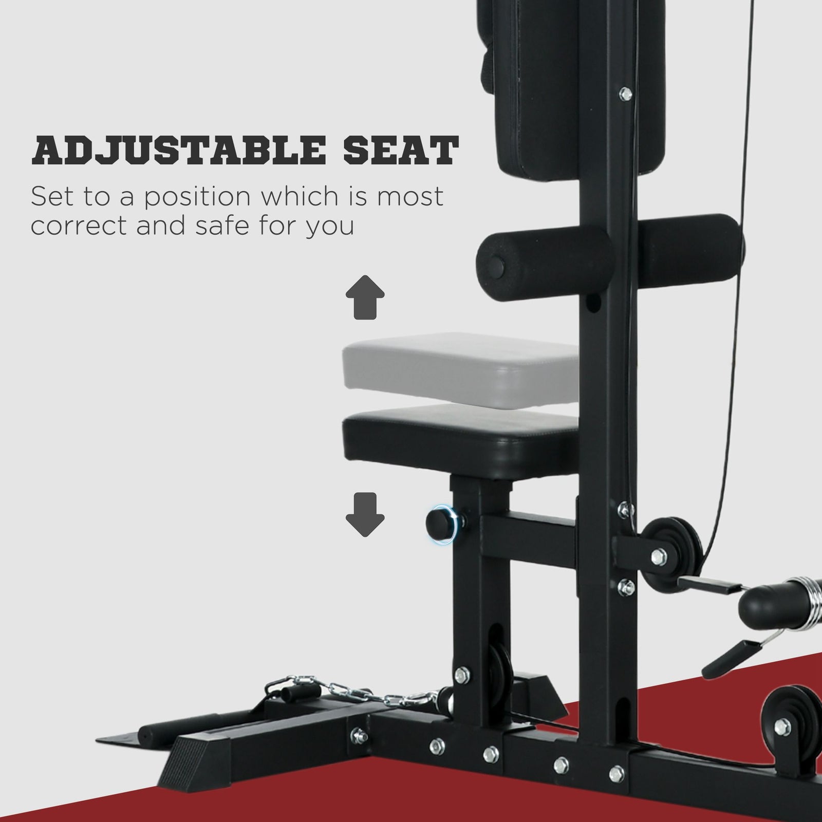 Pull Up Bar Stand Power Cage With Adjustable Seat | Black