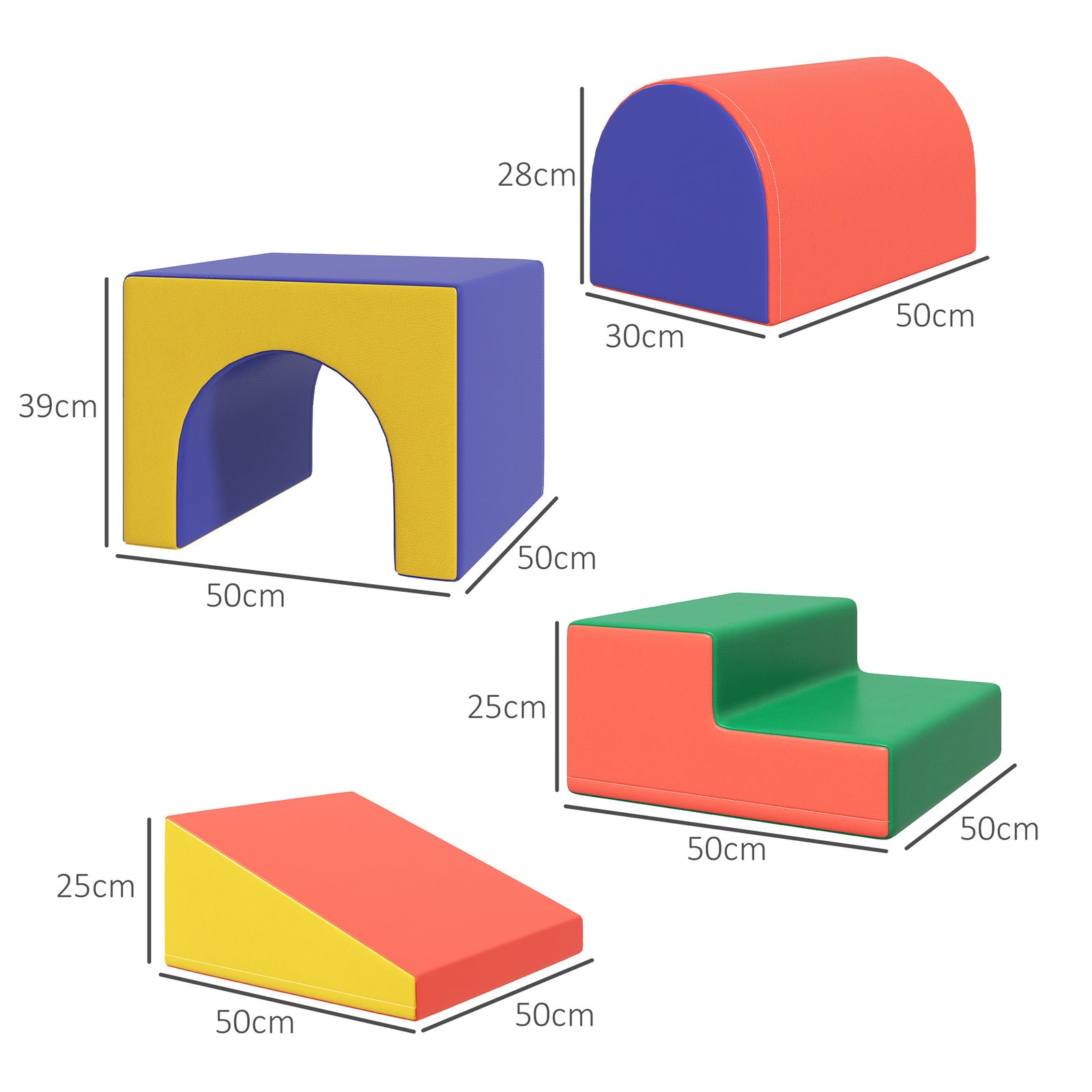 4-piece Soft Play Set, Baby Foam Block Toy Toddler 1-3 Years | Red