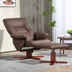 135 Degree Reclining Armchair With Footstool For Living Room | One Size | Brown
