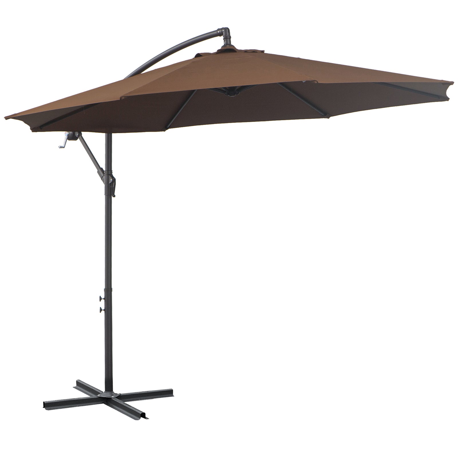 3m Garden Parasol W/ Crank & Base | Brown