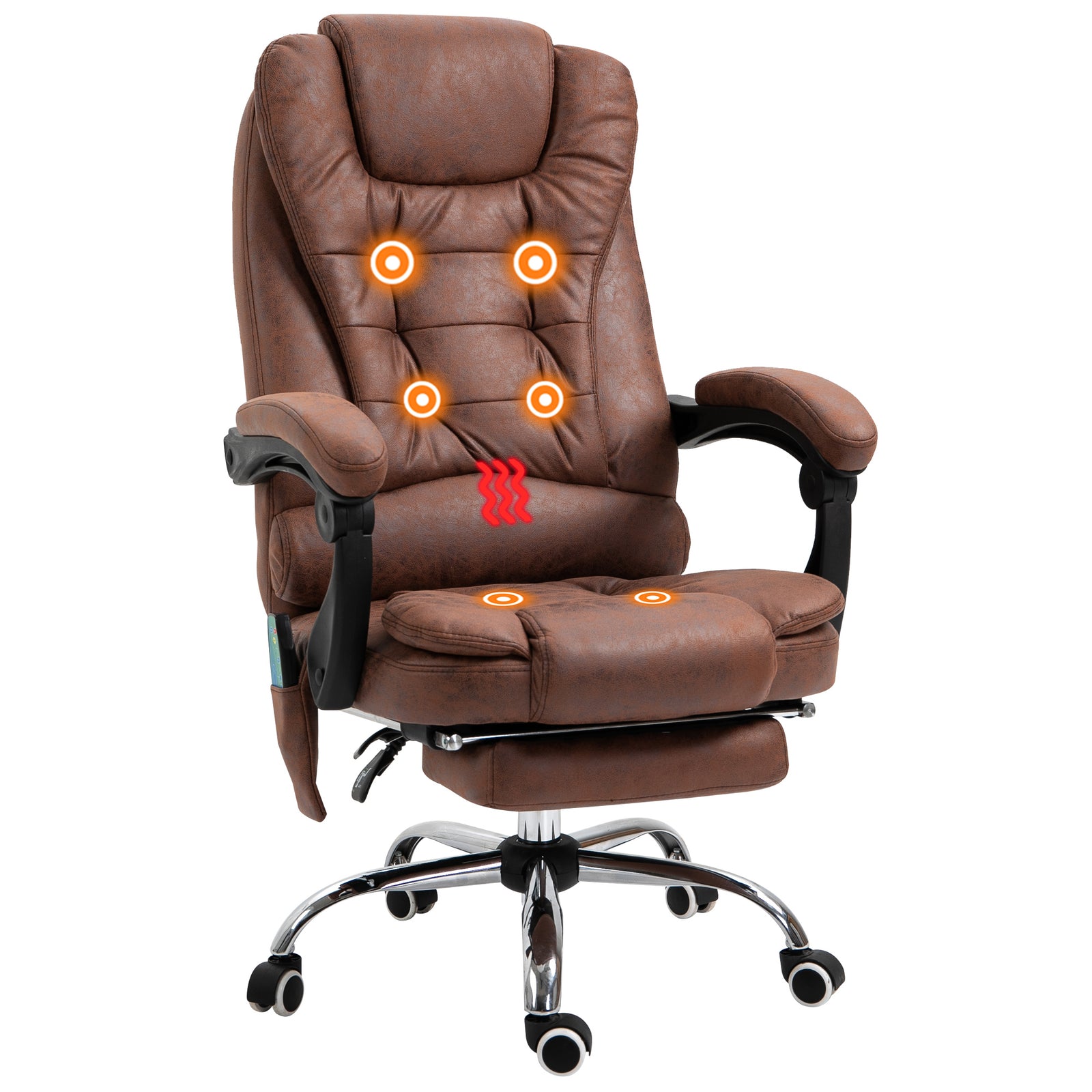 Heated Massage Office Chair 6 Vibration | Brown