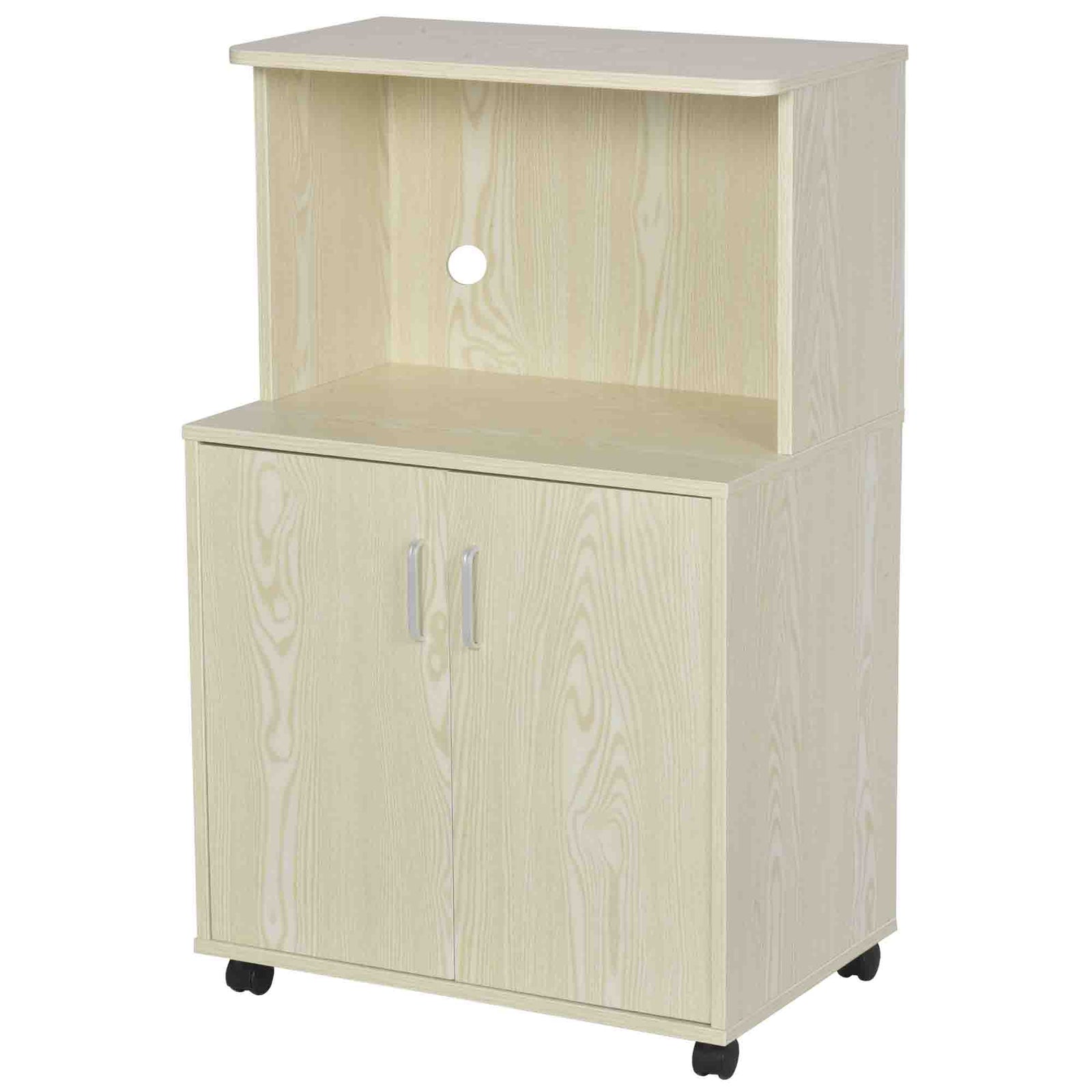 Microwave Cart On Wheels, Storage Shelf, 2-door | Yellow