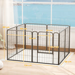 8 Panels Dog Playpen, Foldable Dog Pen Indoor Outdoor With Door | 80cm | Black