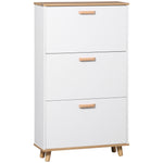 12 Pair Slim Shoe Storage Cabinet W/ 3 Flip Drawers | One Size | White