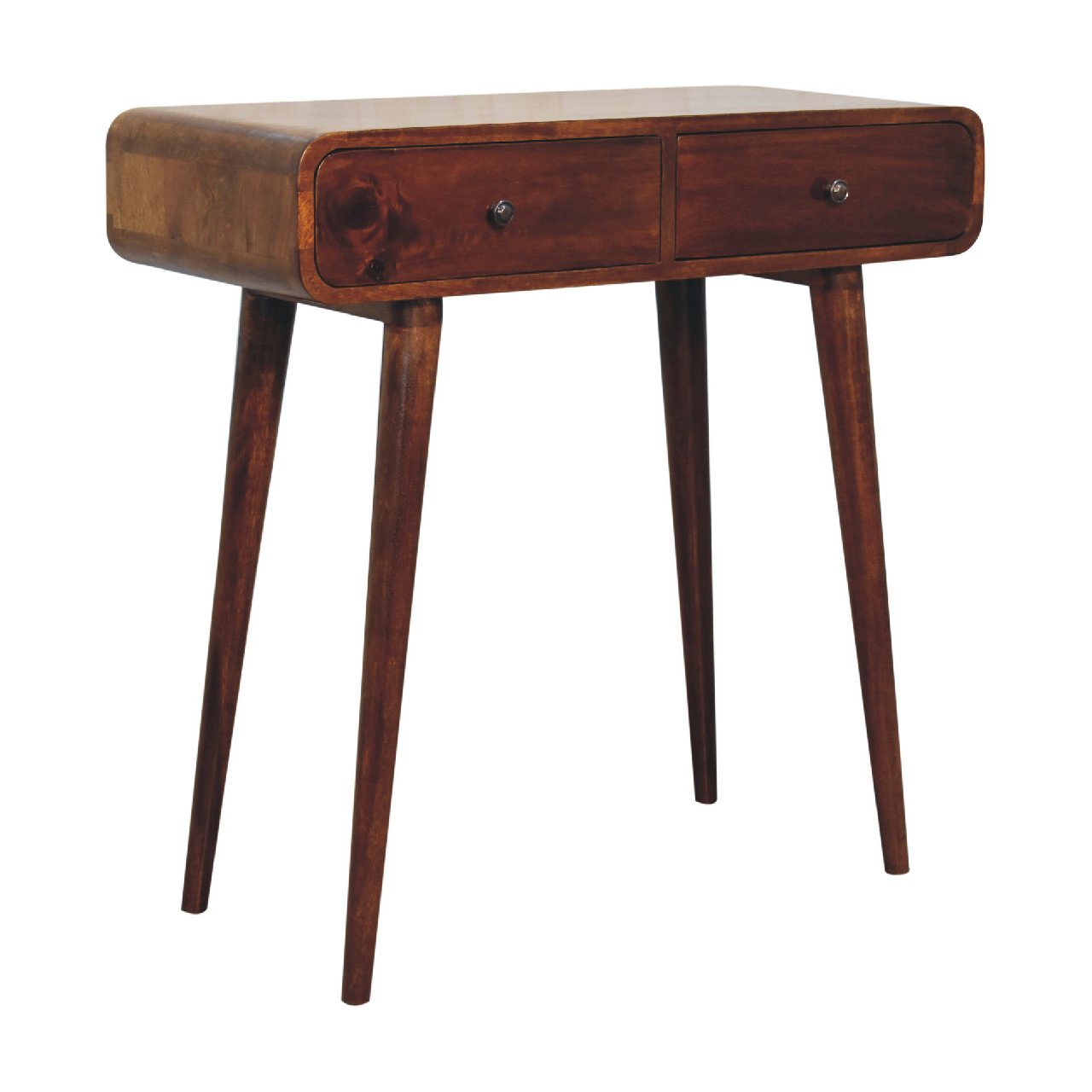 Solid Mango Wood Chestnut Curved Hallway Table