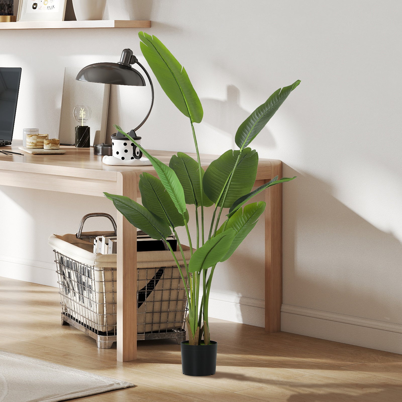 Artificial Bird Of Paradise Plant With Flocking In Pot | 160cm | Green
