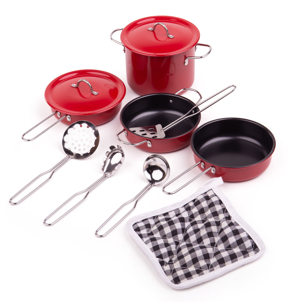 11 Piece Non-stick Red Cookware Set