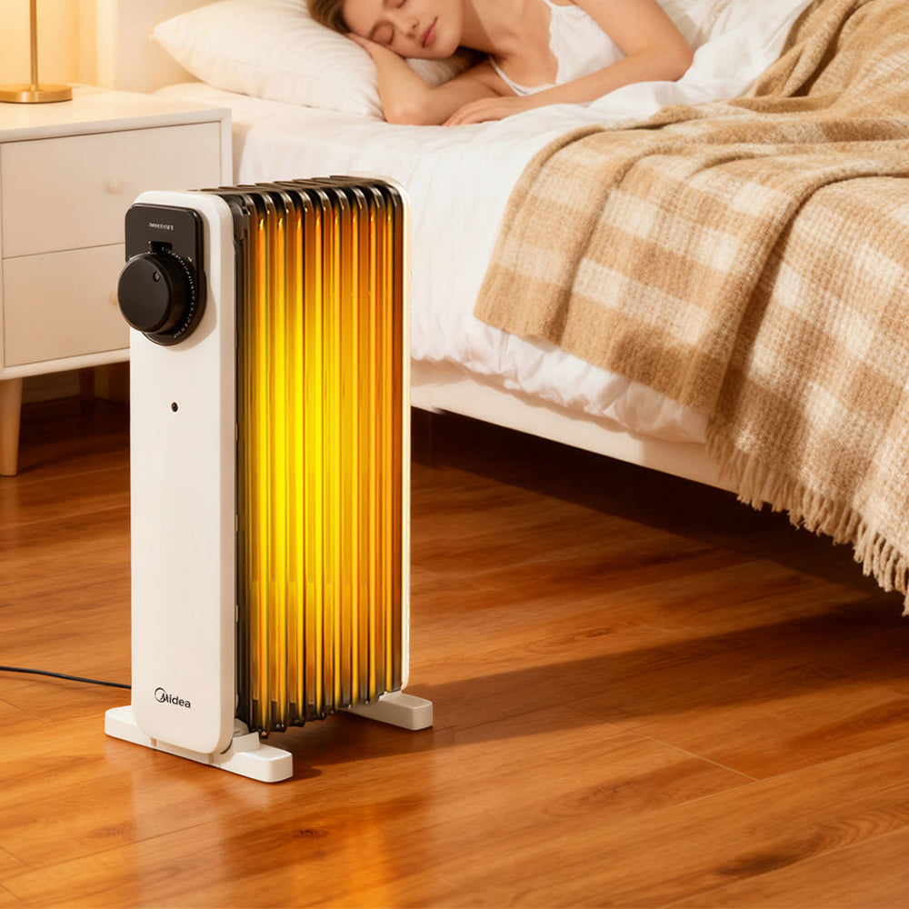 9 U-type Fins Electric Oil Heater With Knob Control 24-hour Timer, Overheat & Tip-over Protection