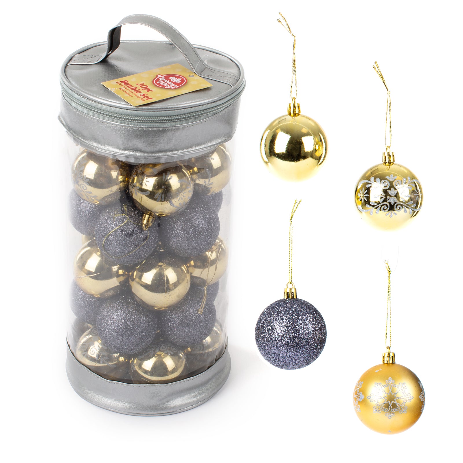 Christmas Village Decorative Bauble Set 30pcs With Storage Bag For Xmas Trees