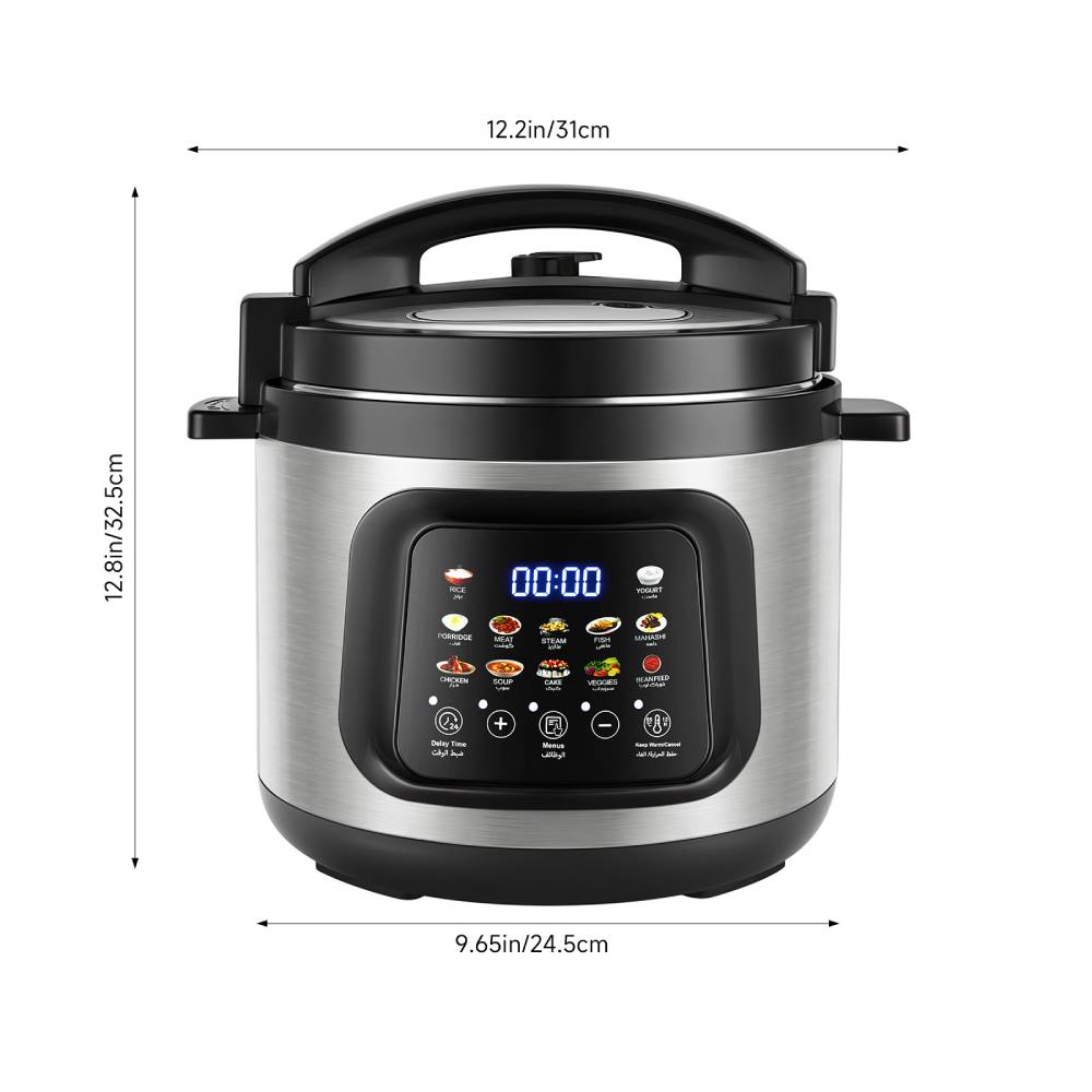 6l Smart Electric Pressure Cooker With Led Display, 1000w Multi Cooker, 12 Preset Cooking Menus, Touch Control, Non-stick Inner Pot