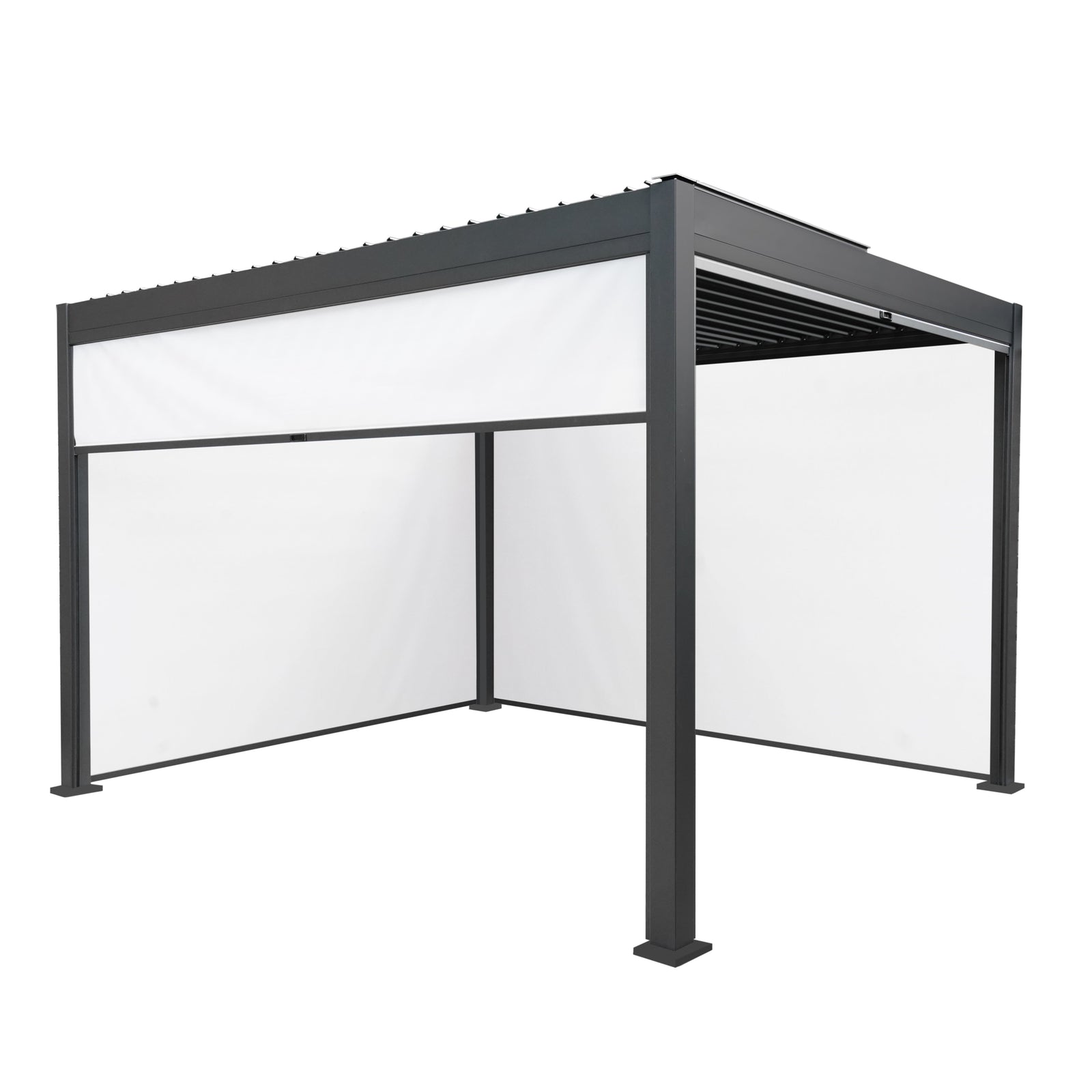 Anthracite Aluminium Pergola With White Blinds | 3m x 4m | Anthracite
