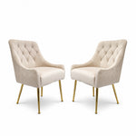 Dining Chairs Upholstered Tufted Velvet Kitchen Chairs | Set of 2 | Cream