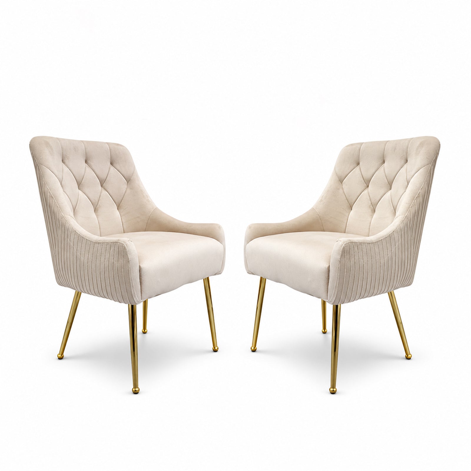 Dining Chairs Upholstered Tufted Velvet Kitchen Chairs | Set-of-2 | Cream