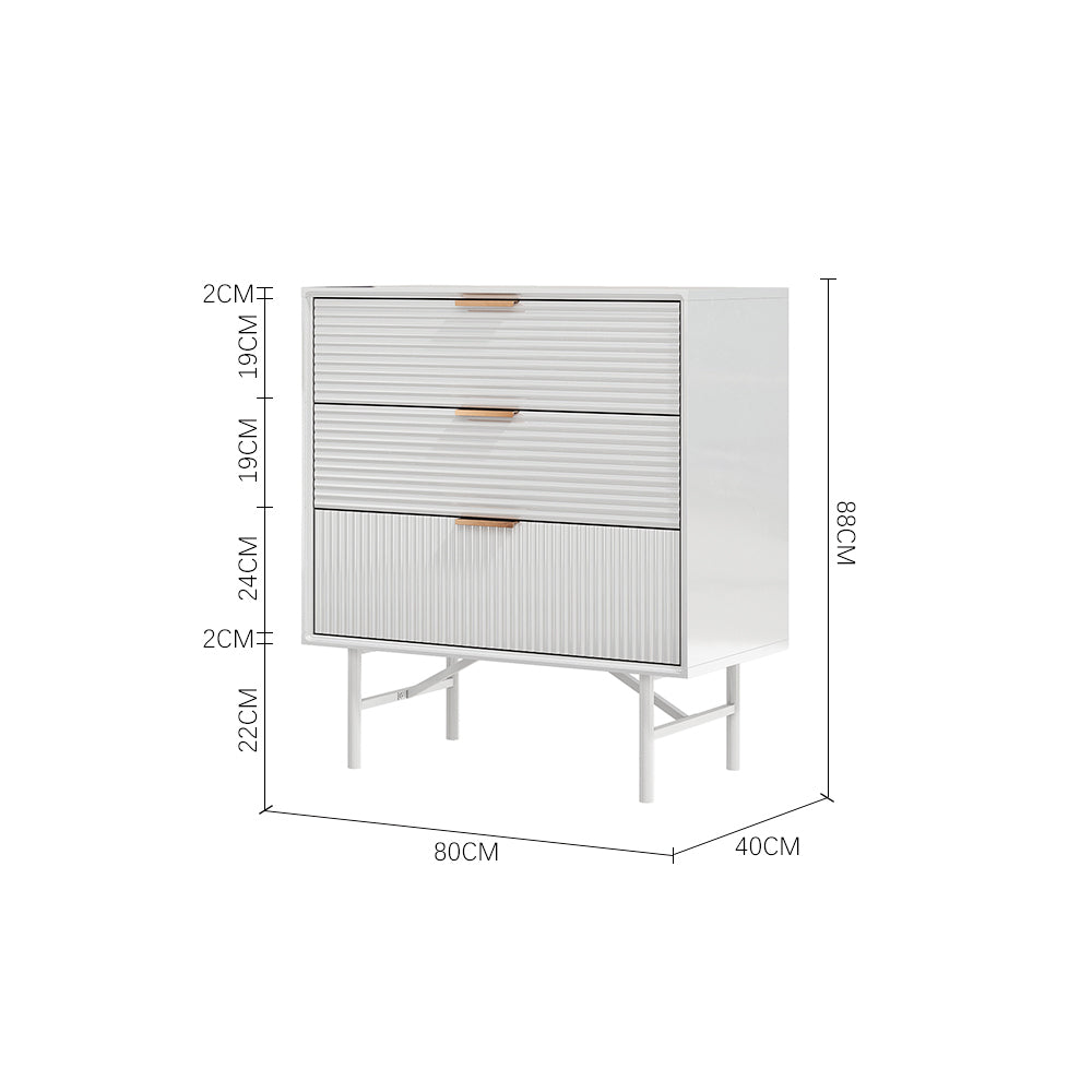 Modern White Dresser Cabinet 3/6 Drawer Storage Unit With Gold Handles | Small