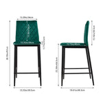 Set Of 2 Modern Velvet Upholstered Bar Stools With Diamond-quilted Backrest & Metal Legs