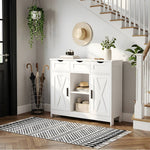 Wooden Sideboard Storage Cabinet With 3 Drawers And 2 Doors