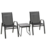 3pcs Bistro Set With Breathable Mesh Fabric And Psc Board | Black