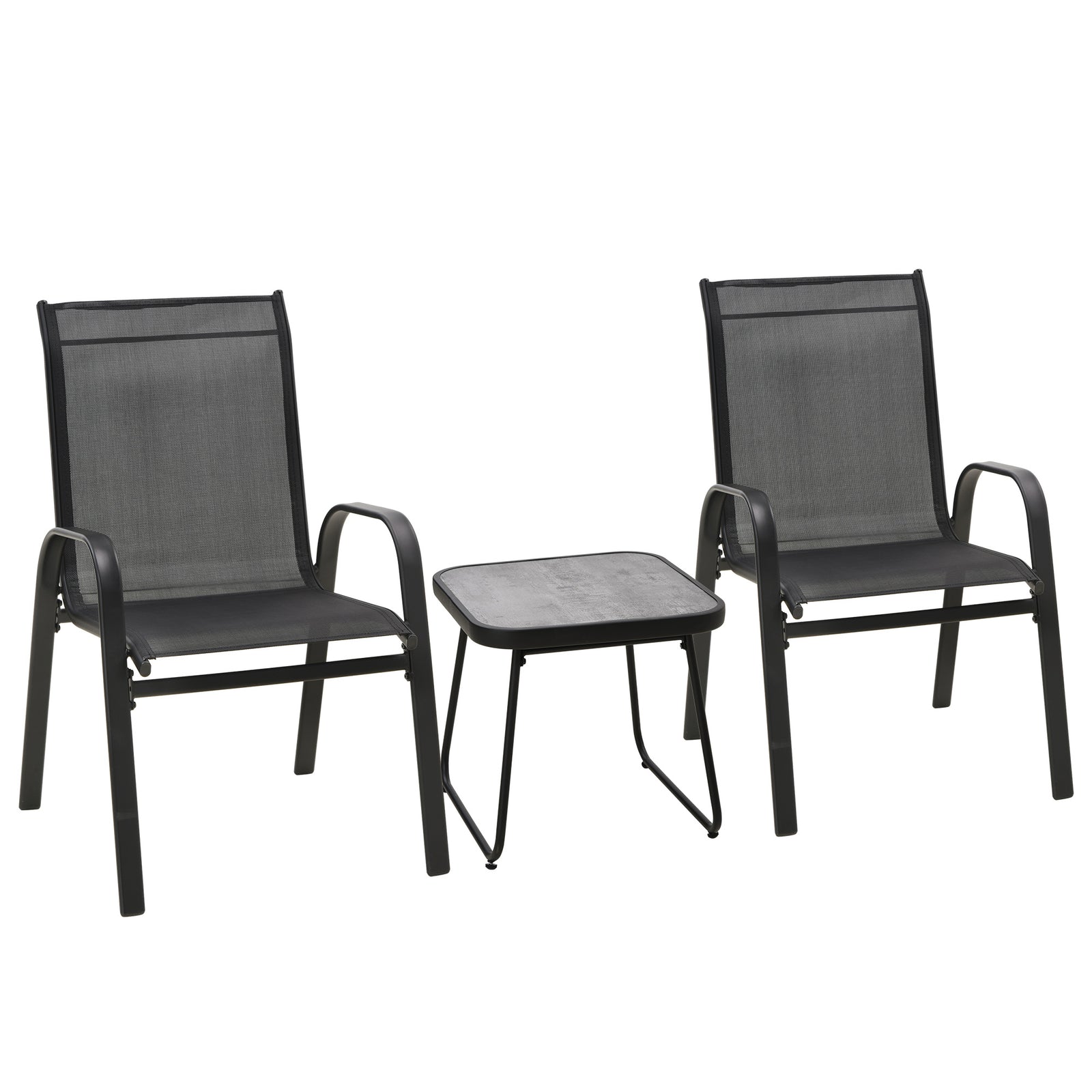 3pcs Bistro Set With Breathable Mesh Fabric And Psc Board | Black