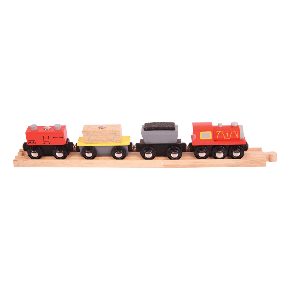 Wooden Freight Train Engine & Carriages