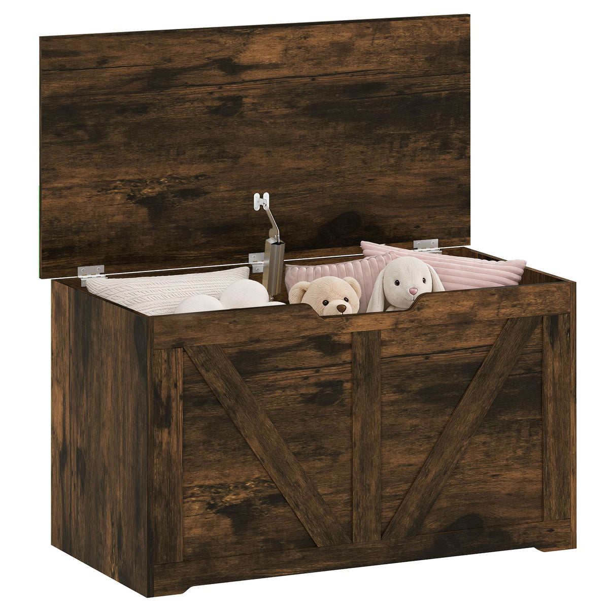 Storage Trunk For Living Room, With Safety Hinge, 80cm | Rustic Brown