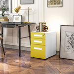 3 Drawer Modern Steel Filing Cabinet With 4 Wheels | One Size | Yellow