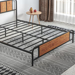 Double/king Bed Frame Steel Bed Base With Headboard Brown | King | Brown
