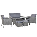 6 Pcs All Weather Pe Rattan Set W/ Cushions