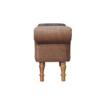 Solid Wood Mocha Faux Fur Bedroom Bench