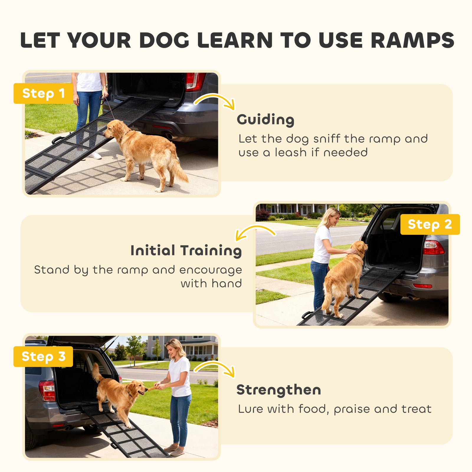 191 X 50cm Dog Ramp For Car, Pet Stairs For Large Dogs, For Suvs