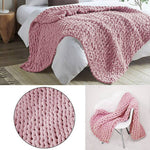 Pink Hand-woven Chenille Throw Blanket – Soft Cozy Knit Blanket For Couch, Sofa & Bed | Large | Pink
