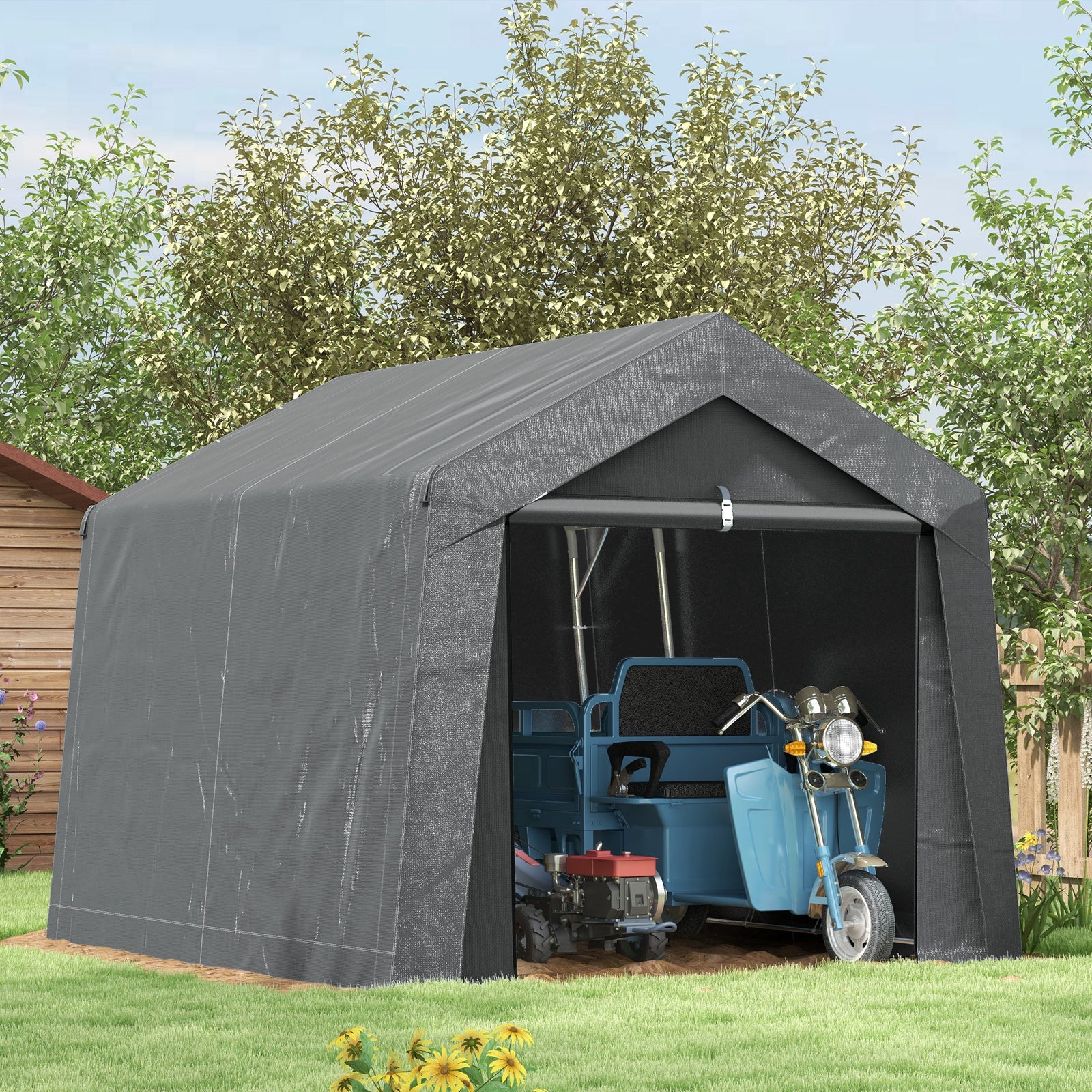 Garden Storage Shed, Waterproof And Heavy Duty Portable Shed | Medium | Dark Gray