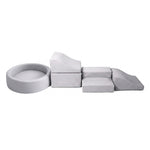 Soft Play Set 5pc Pu Leather Foam Blocks Baby Climbing Sliding Indoor Grey | Grey
