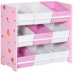 Storage Unit W/9 Removable Storage Baskets For Nursery Playroom | Pink