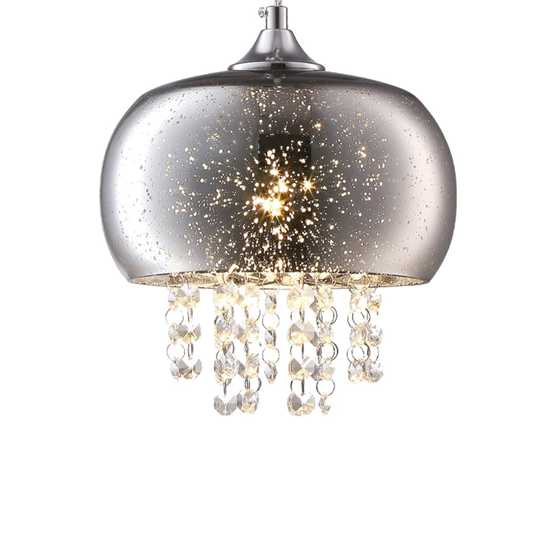 Starlight Chrome Pendant Lamp 1xe14 A Stunning Range With 22cm Glass Shades Housing Chrome Fitments And Gorgeous Crystals