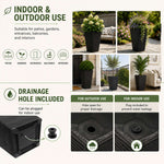 61cm Tall Black Rubber Planters - Indoor Outdoor Planter | Set-of-2
