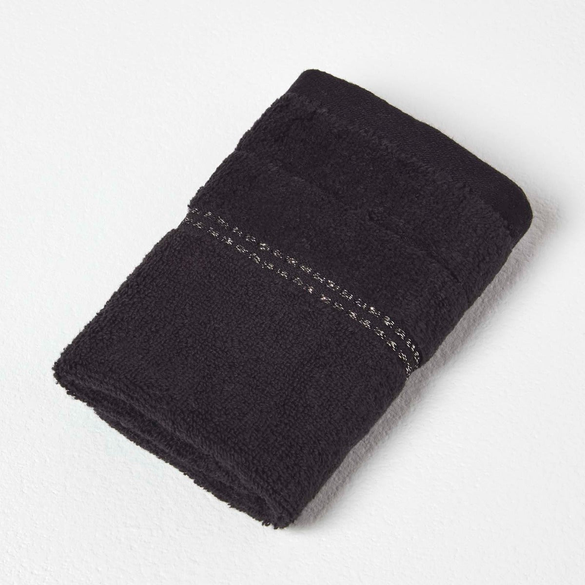 Sparkle Border 100% Cotton Towels | Face Towel | Black