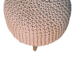 Solid Mango Wood Keeva Beige Round Footstool