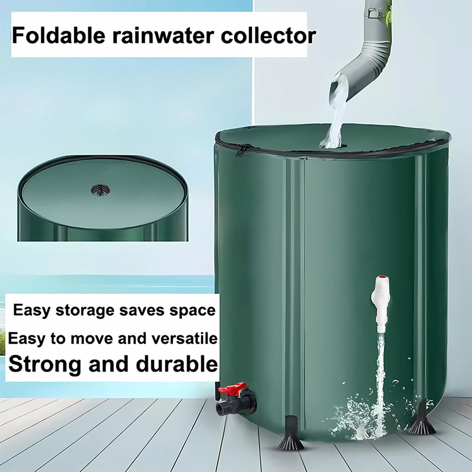 Collapsible Rain Barrel With Filter | Medium
