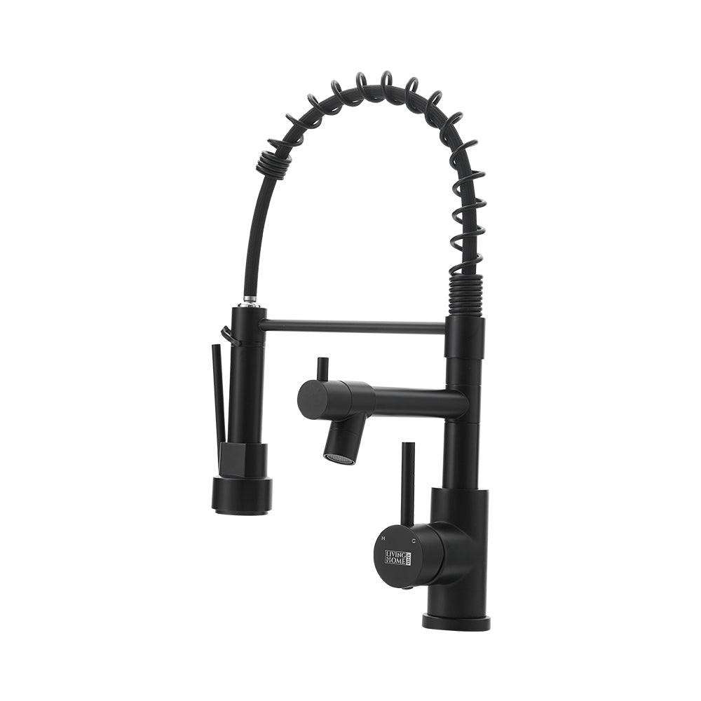 Stainless Steel Kitchen Faucet With Pull Down Spring Spout And Pot Filler | Black