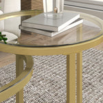 2 Pcs Modern Coffee Table With Tempered Glass Side Tables | Clear