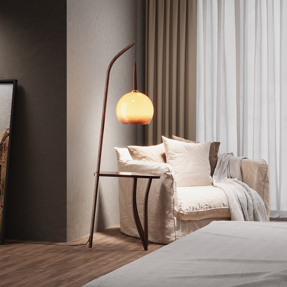 Breeins Vintage Style Floor Lamp With Irregular Design And Pomelo-shaped Lampshade