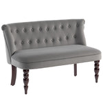 Velvet-feel Two-seat Lounger Sofa With Wood Frame | Charcoal Grey