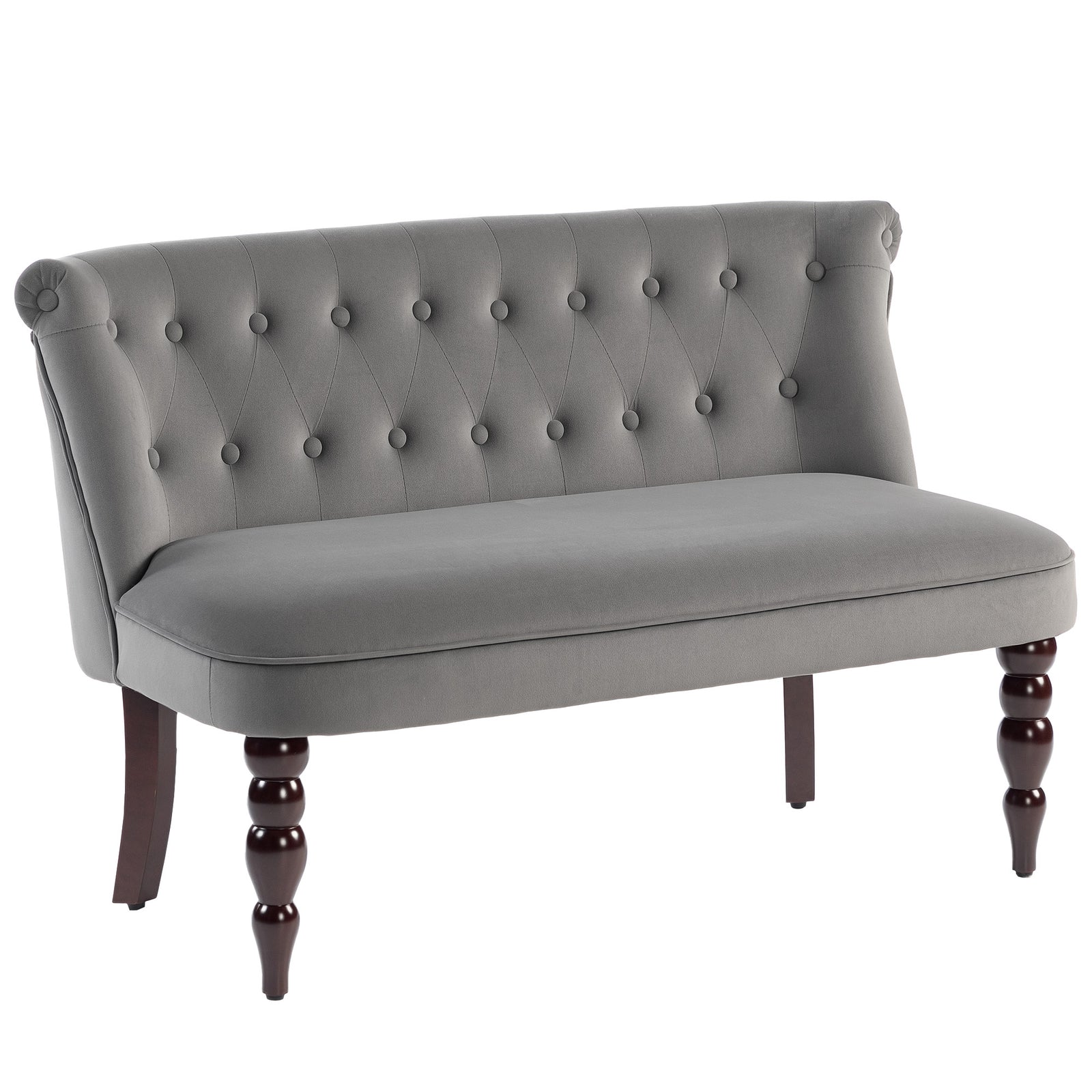 Velvet-feel Two-seat Lounger Sofa With Wood Frame | Charcoal Grey