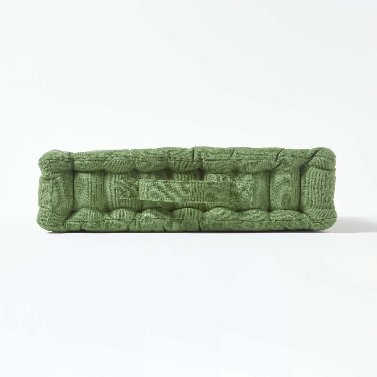 Rajput Ribbed Cotton Floor Cushion | 40cm x 40cm | Dark Olive