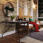 Square Patio Table, Tempered Glass, Steel Frame
