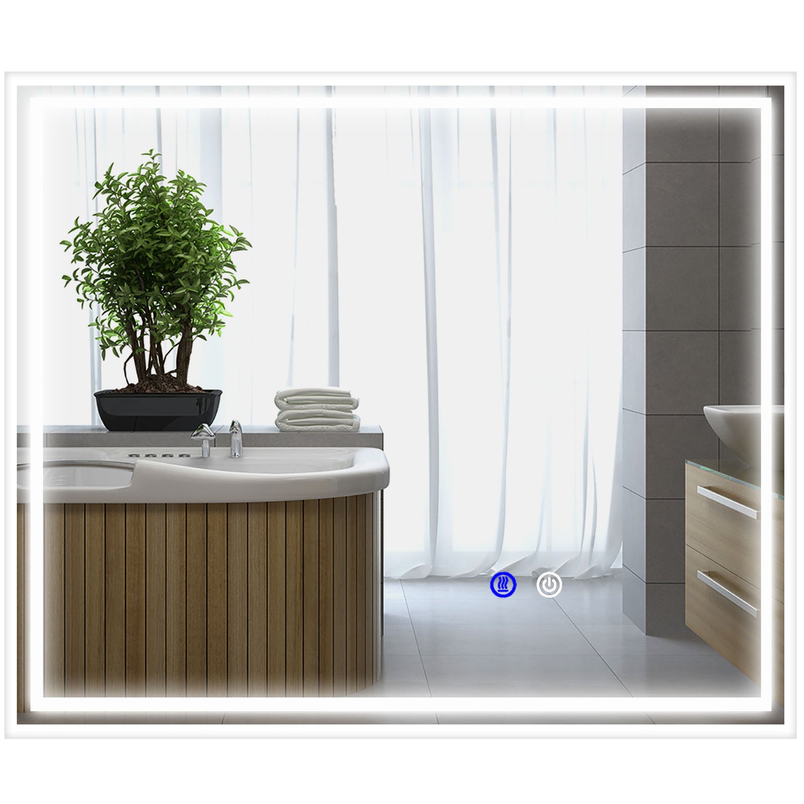 60x50/90x70cm Dimmable Bathroom Mirror With Led Lights | Medium | Silver
