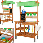 HYGRAD BUILT TO SURVIVE Wooden Kids Outdoor Mud Kitchen Playset With Sink – Pretend Cooking Garden Toy