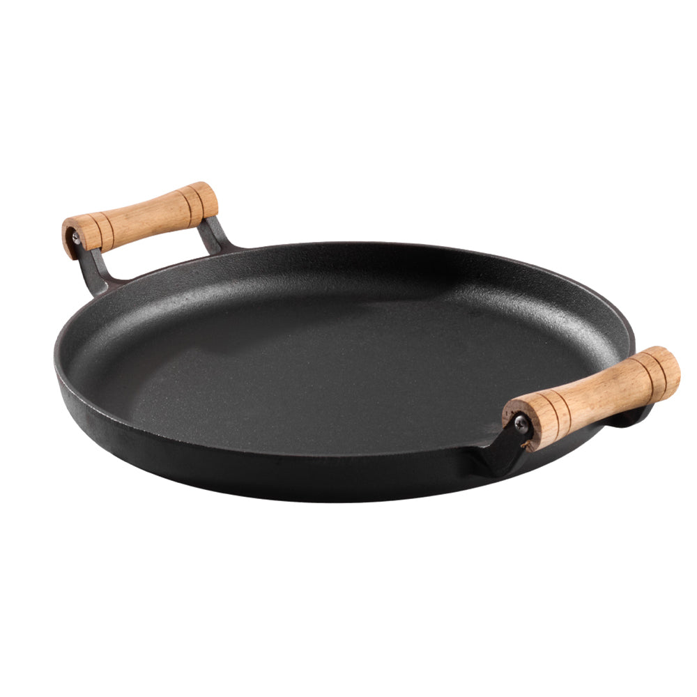 Living and Home 32cm Dia Dual-handle Round Cast Iron Skillet